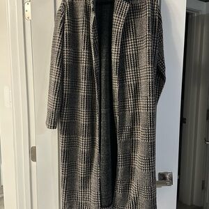 Z Supply Houndstooth Trench Coat - Black and Gray